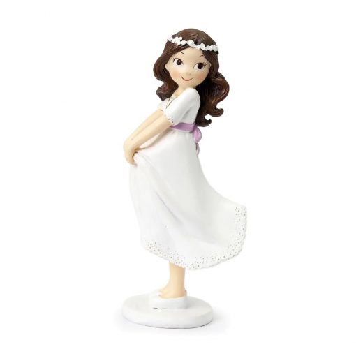 figura para tarta de comunión niña sujetándose el vestido