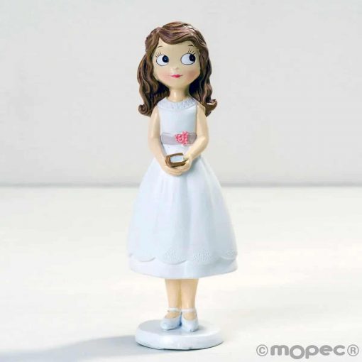 figura para tarta de comunión niña con vestido corto